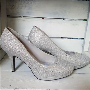 Sparkly silver heels